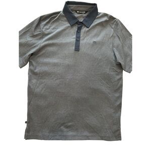 Travis Mathew Men's Golf Casual Pima Cotton Gray Blue Collar Polo NWOT M
